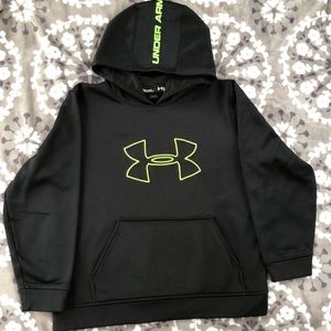 Under Armour  black w/ neon green logo hoodie, YLG